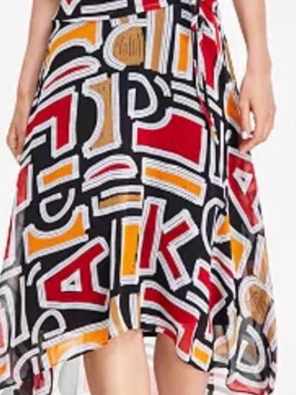 NWT Karl Lagerfeld Paris Abstract Geometric Chiffon Dress Maxi Midi, MSRP $158 - Picture 10 of 12